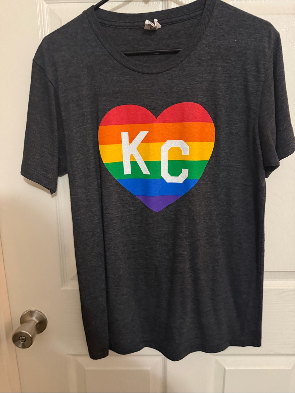 KC Rainbow Heart Graphic Tee - Dark Gray Unisex